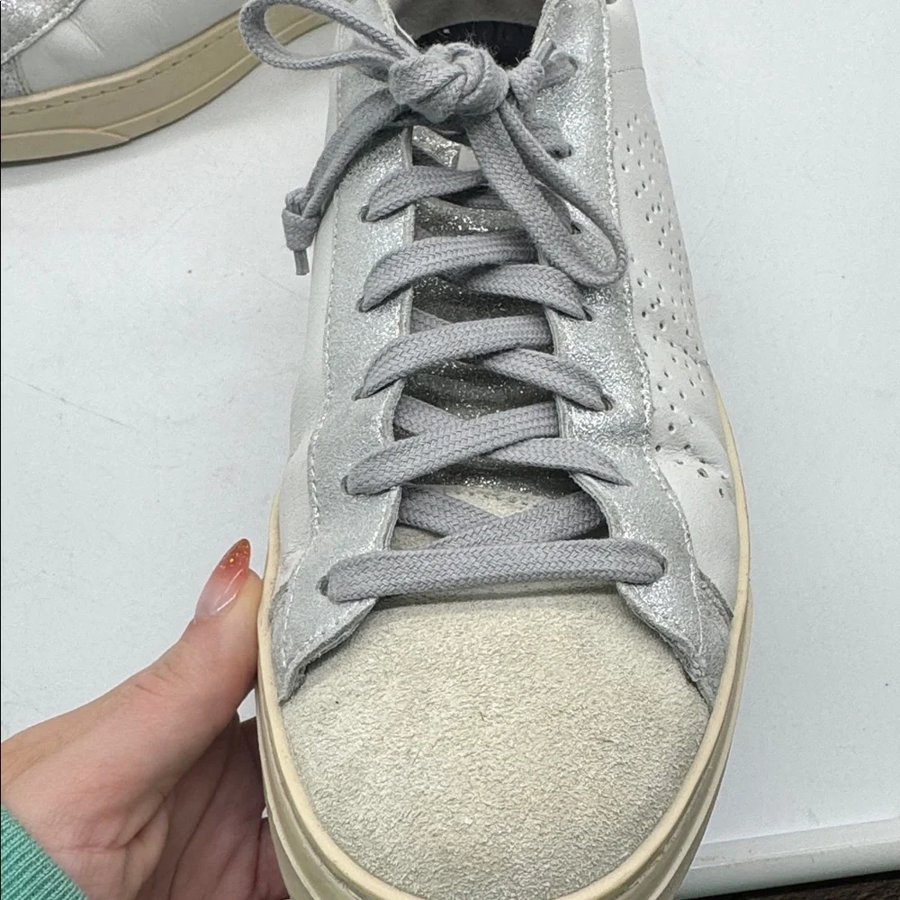 P448‎ Women's John Embellished Low-Top Sneakers Silver Sparkle Size 40 - Picture 5 of 16